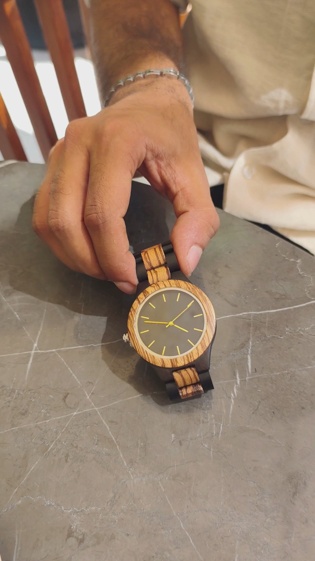 Premium vintage zebrawood and ebony wood watch, product video, Overpowered Accessories