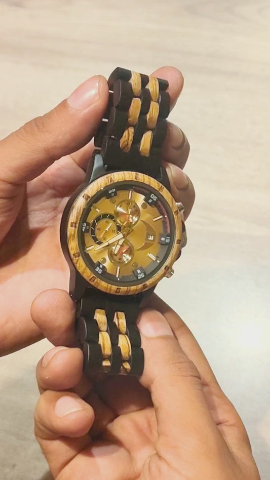 The Luxury Prestige Zebrawood & Ebony Wooden Watch - WW-04 | Men's - Overpowered Accessories - Egypt