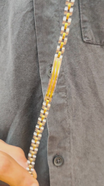 Silver & Gold Stainless Steel - B-129 Bracelet | Men's - Overpowered Accessories