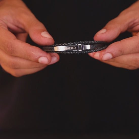 Luxury black leather bracelet, product video, Overpowered Accessories