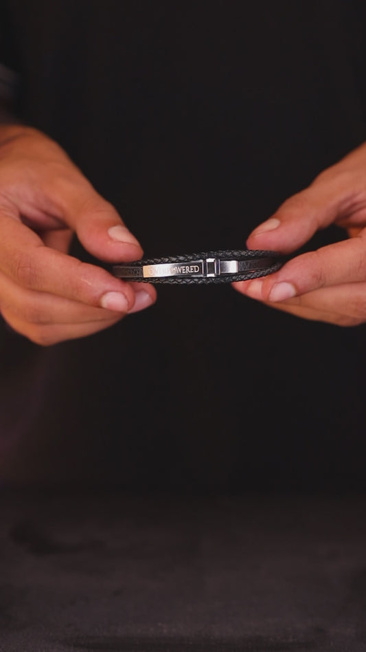 Luxury black leather bracelet, product video, Overpowered Accessories
