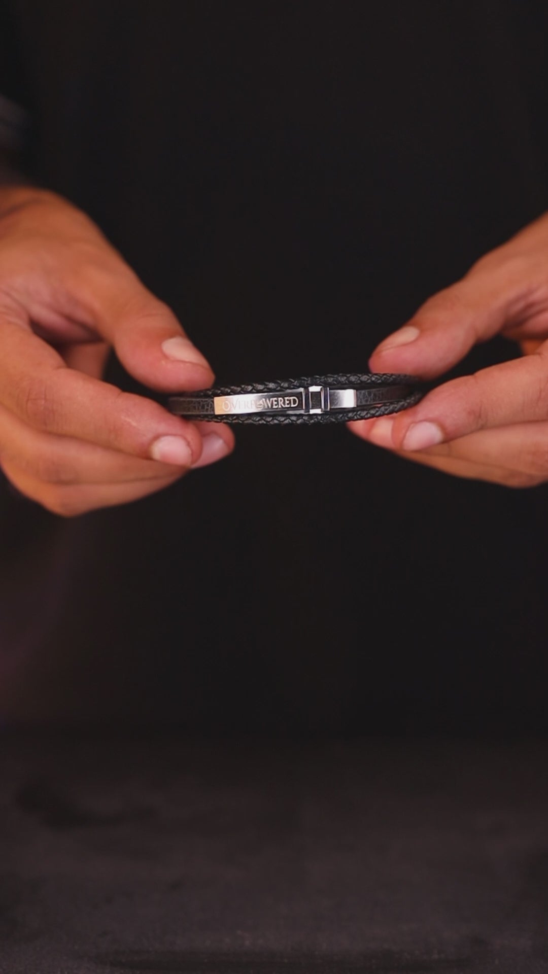 Luxury black leather bracelet, product video, Overpowered Accessories