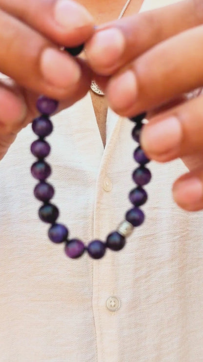 Natural Purple Tiger's Eye Stone - G-32 Bracelet | Men's - Overpowered Accessories