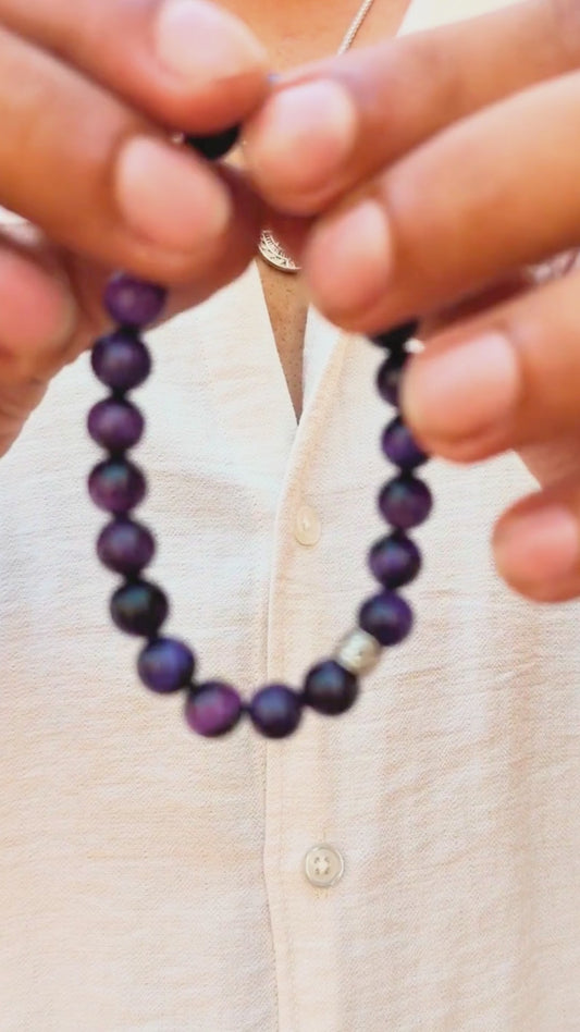 Natural Purple Tiger's Eye Stone - G-32 Bracelet | Men's - Overpowered Accessories