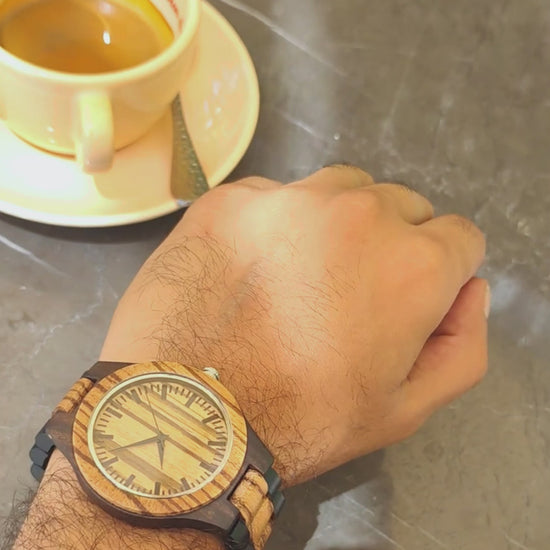 Luxury vintage zebrawood and ebony wood watch, product video, Overpowered Accessories