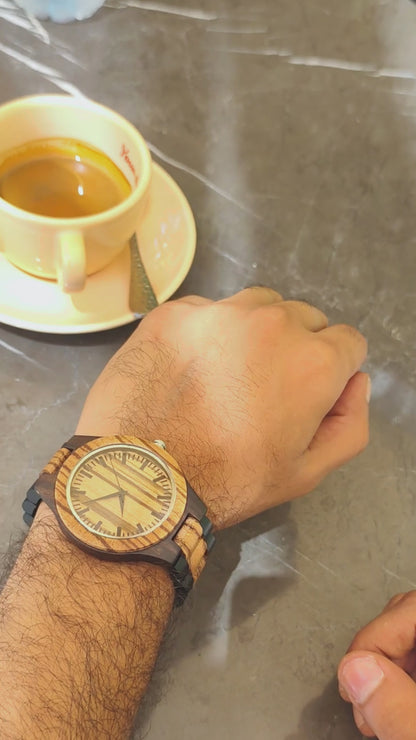 Luxury vintage zebrawood and ebony wood watch, product video, Overpowered Accessories