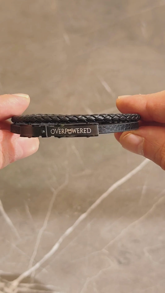 Premium Black Leather with Micro Zircon - B-179 | Men's - Overpowered Accessories