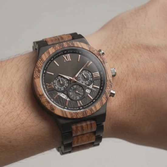 Legacy zebrawood and ebony wood watch, product video, Overpowered Accessories