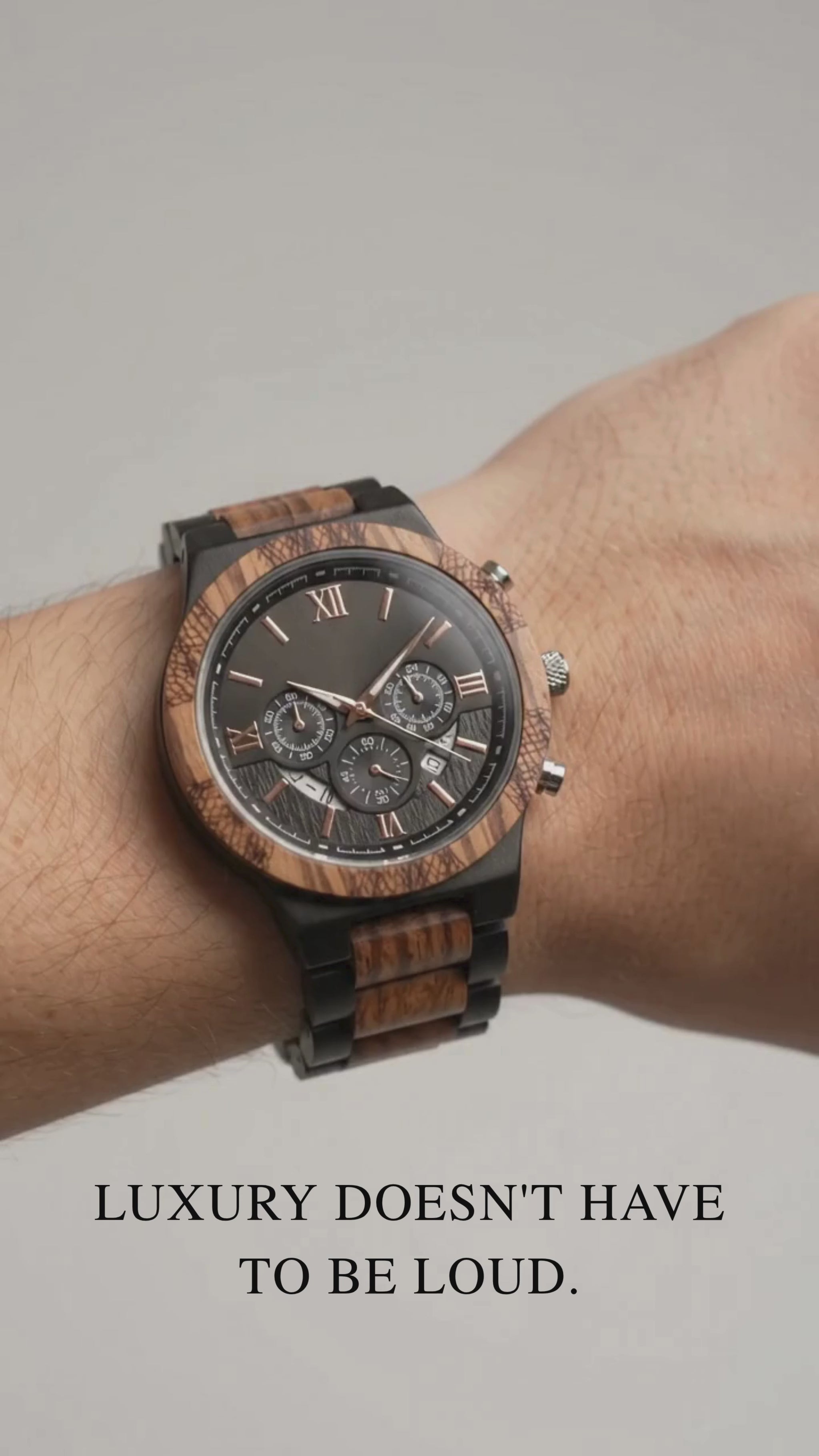 Legacy zebrawood and ebony wood watch, product video, Overpowered Accessories