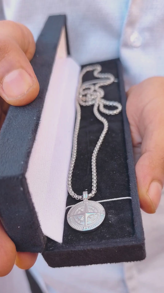 Compass Pendant PN-001 | Silver Steel Necklace - Overpowered Accessories | Egypt