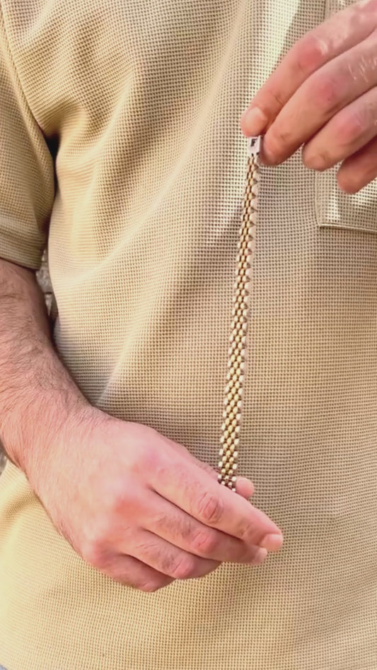 Two-Tone Silver & Gold Stainless Steel - B-18 Bracelet | Men's - Overpowered Accessories Egypt