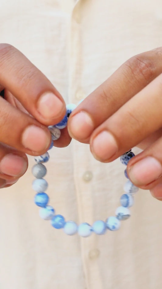 Natural Blue Agate Stone - G-29 Bracelet | Men's - Overpowered Accessories