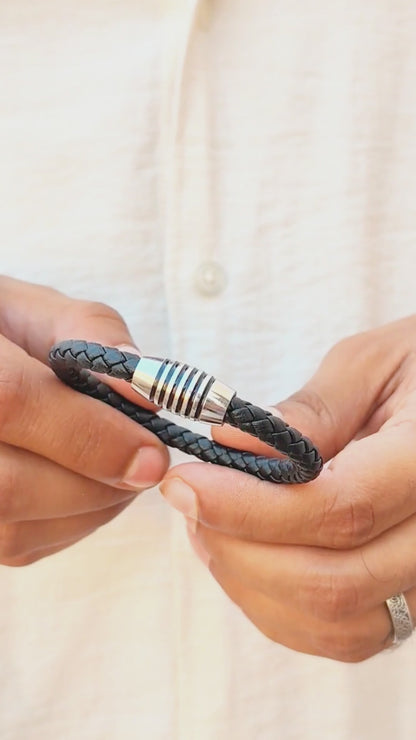 Premium Black Leather - B-159 Bracelet | Men's - Overpowered Accessories