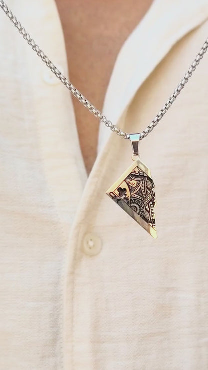 PN-10 Queen Card Stainless Steel Pendant & Necklace - Overpowered Accessories