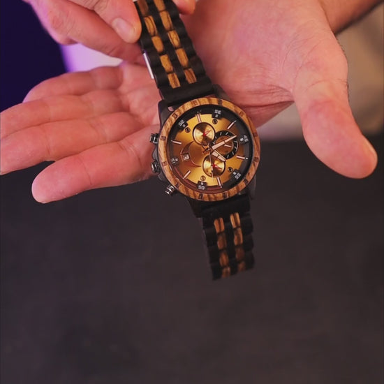 Luxury prestige zebrawood and ebony wooden watch, product video, Overpowered Accessories