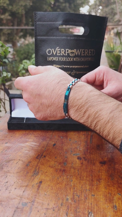 Blue & Silver Stainless Steel B-113 | Men's Bracelet - Overpowered Accessories | Egypt