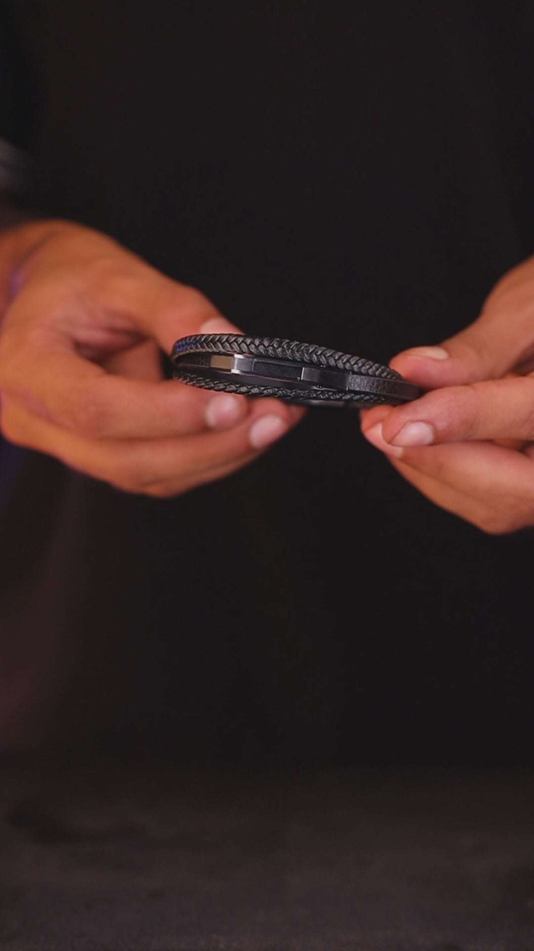 Premium black leather bracelet, product video, Overpowered Accessories
