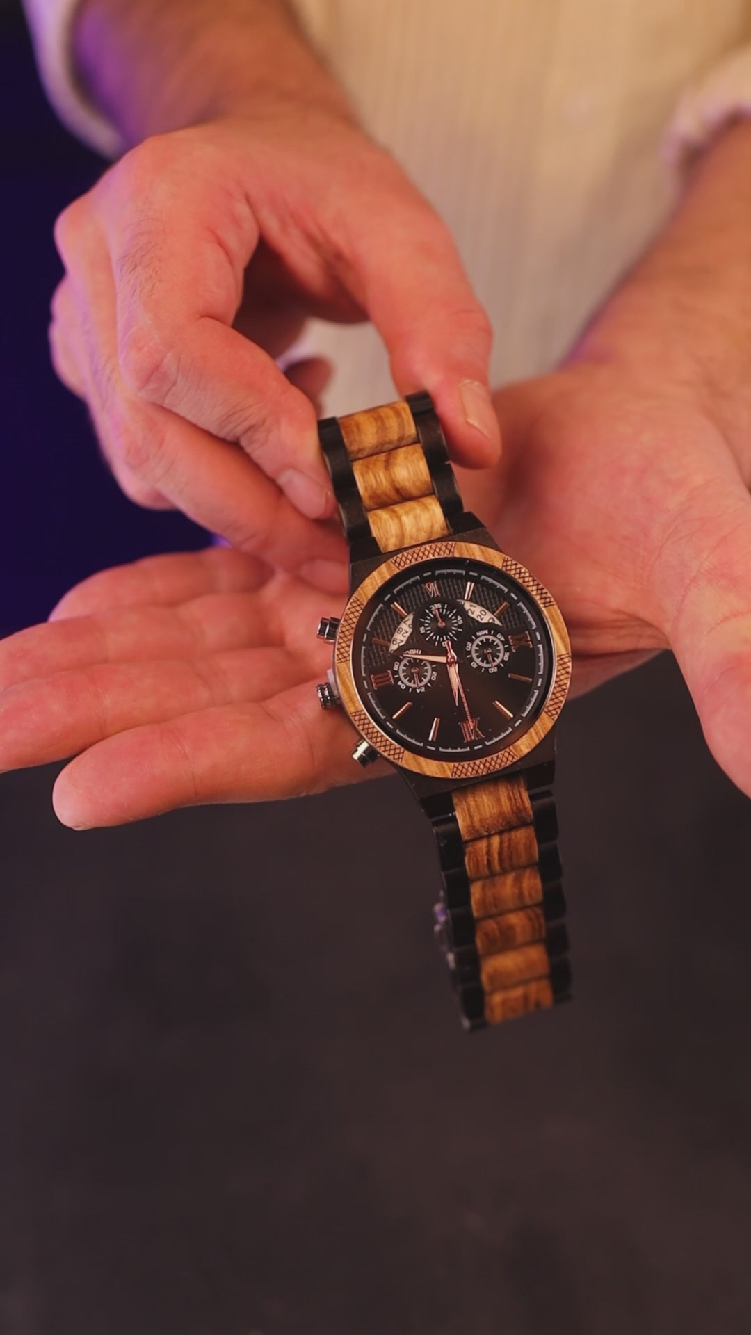 Legacy zebrawood and ebony wood watch, product video, Overpowered Accessories