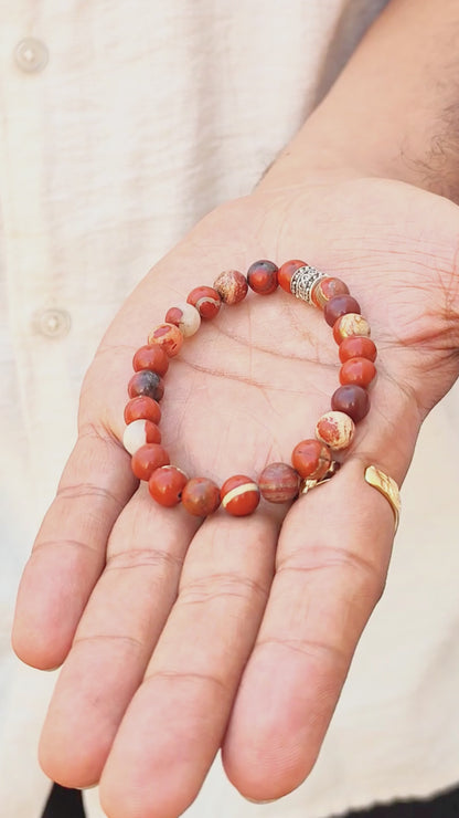 Natural Red Jasper Stone - G-28 Bracelet | Men's - Overpowered Accessories