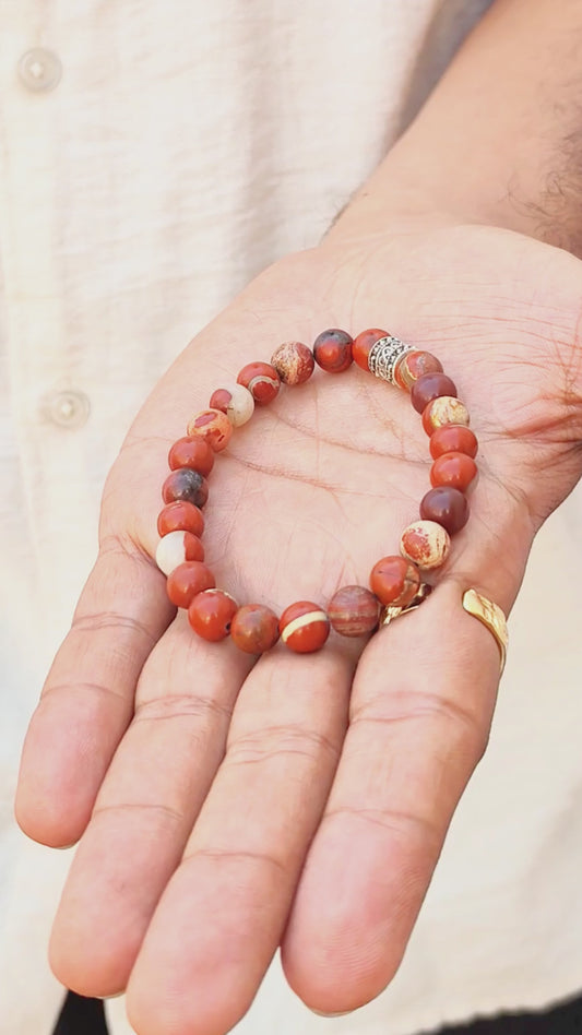 Natural Red Jasper Stone - G-28 Bracelet | Men's - Overpowered Accessories