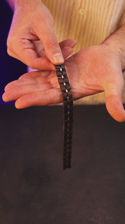 Luxury natural ebony wood bracelet, product video, Overpowered Accessories