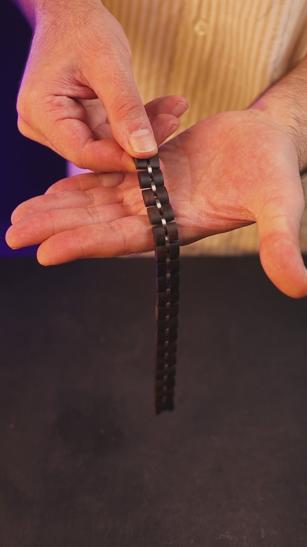 Luxury natural ebony wood bracelet, product video, Overpowered Accessories