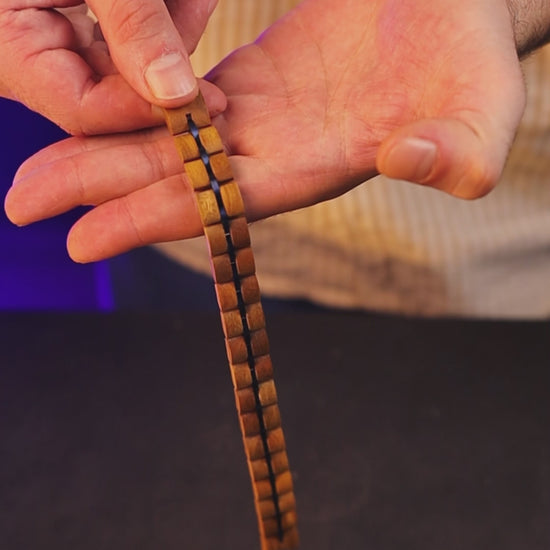 Luxury handmade natural walnut wood bracelet, product video, Overpowered Accessories