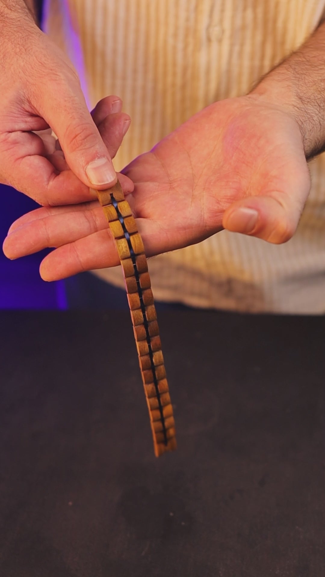 Luxury handmade natural walnut wood bracelet, product video, Overpowered Accessories