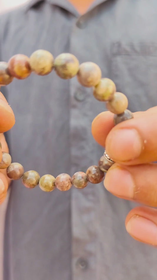 Natural Agate & Silver Stainless Steel G-9 | Men's Stone Bracelet - Overpowered Accessories | Egypt