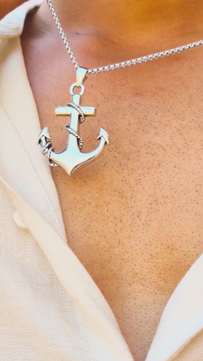 The Anchor Collection Bundle: Black Bracelet B-164 & Pendant Necklace PN-13 | Men's - Overpowered Accessories