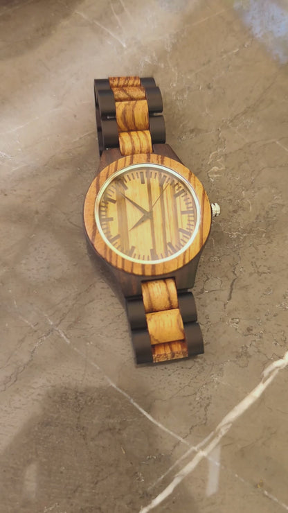 Luxury vintage zebrawood and ebony wood watch, product video, Overpowered Accessories