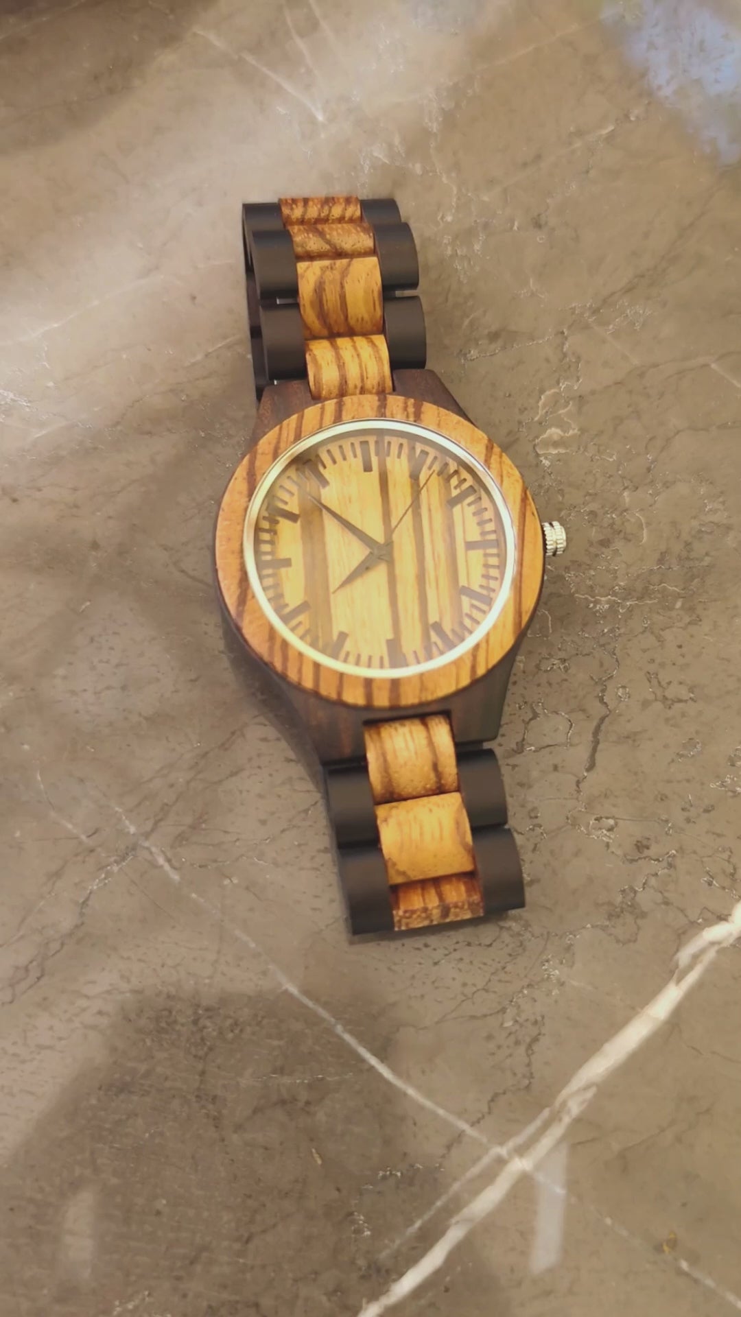 Luxury vintage zebrawood and ebony wood watch, product video, Overpowered Accessories