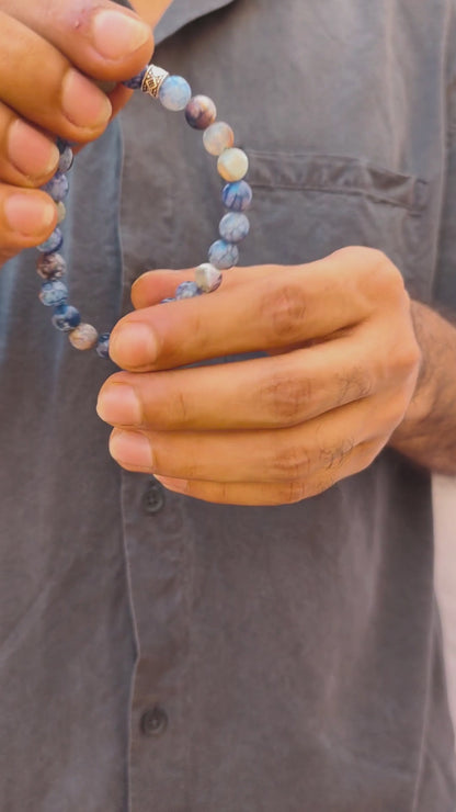 Natural Agate & Silver Stainless Steel G-10 | Men's Stone Bracelet - Overpowered Accessories | Egypt
