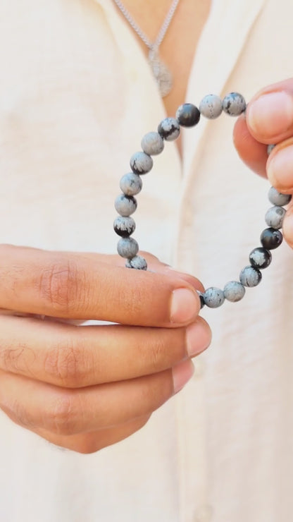 Natural Gray Obsidian Stone - G-37 Bracelet | Men's - Overpowered Accessories