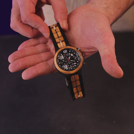 Luxury sport zebra and ebony wood watch, product video, Overpowered Accessories