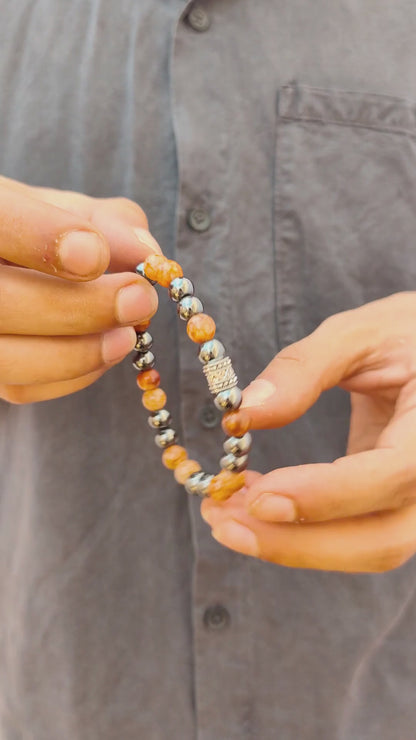 Natural Agate & Hematite - G-20 Stone Bracelet | Men's - Overpowered Accessories