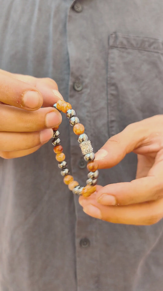 Natural Agate & Hematite - G-20 Stone Bracelet | Men's - Overpowered Accessories