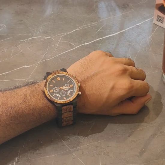 Legacy zebrawood and ebony wood watch, product video, Overpowered Accessories