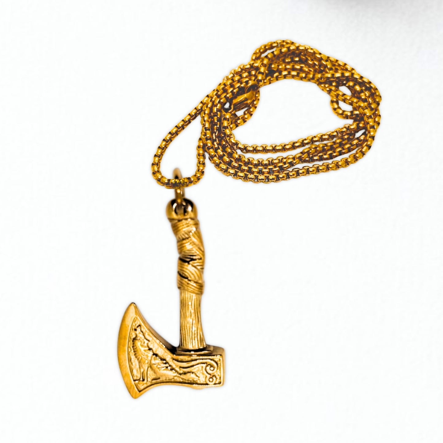 Viking Axe Pendant PN-008 | Gold Steel Necklace - Overpowered Accessories | Egypt