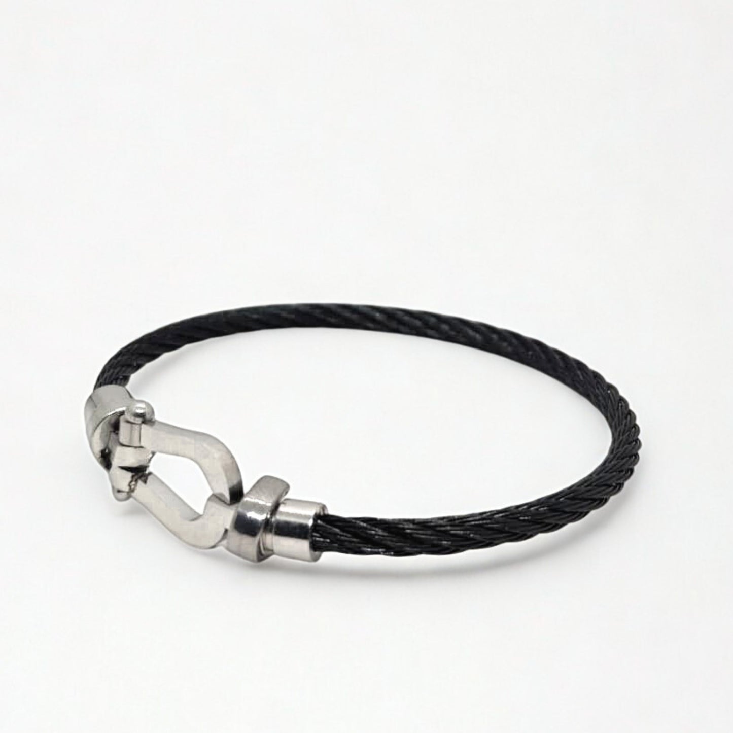 Black Steel Wire B-123 | Silver Magnetic Clasp Bracelet - Overpowered Accessories | Egypt