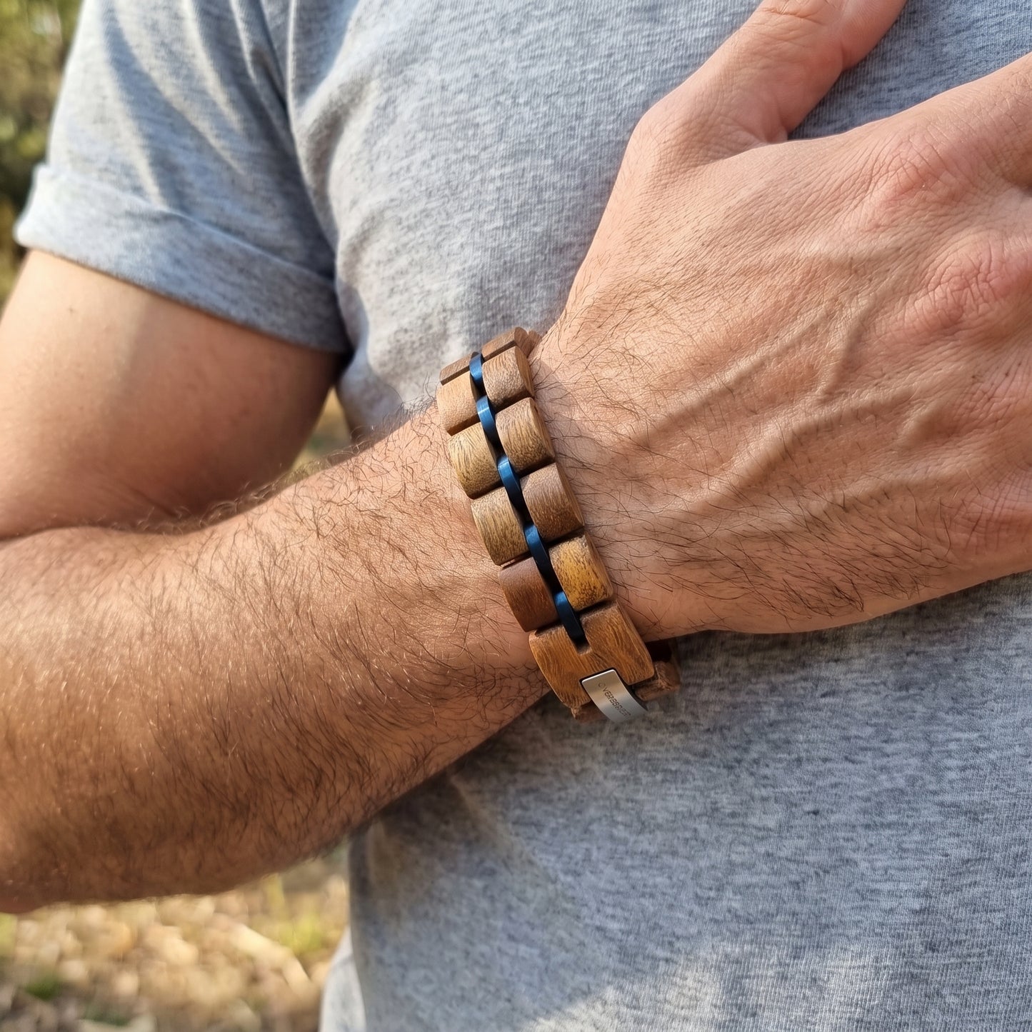 Luxury Handmade Natural Walnut Wood Bracelet - B-49 | Men's - Overpowered Accessories