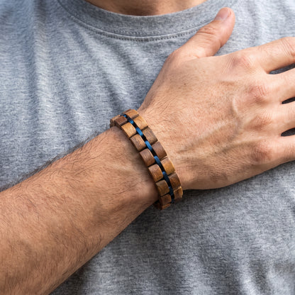 Luxury Handmade Natural Walnut Wood Bracelet - B-49 | Men's - Overpowered Accessories