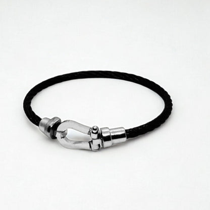 Black Steel Wire B-123 | Silver Magnetic Clasp Bracelet - Overpowered Accessories | Egypt
