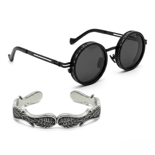 Vanguard Aviator Bundle SG-001 B-121 | Sunglasses & Men's Stainless Steel Bracelet - Overpowered Accessories | Egypt