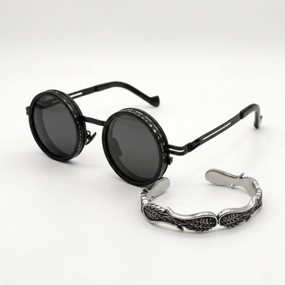 Vanguard Aviator Bundle SG-001 B-121 | Sunglasses & Men's Stainless Steel Bracelet - Overpowered Accessories | Egypt