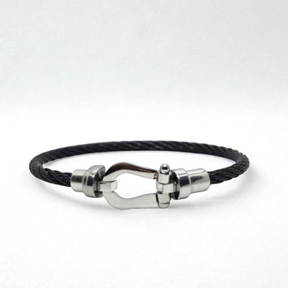 Black Steel Wire B-123 | Silver Magnetic Clasp Bracelet - Overpowered Accessories | Egypt