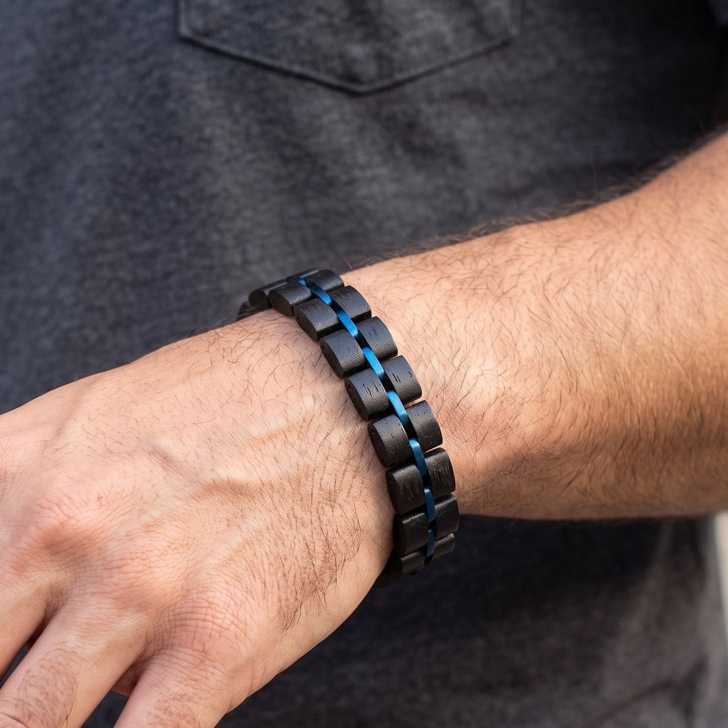 Premium Handmade Natural Ebony Wood Bracelet - B-66 | Men's - Overpowered Accessories