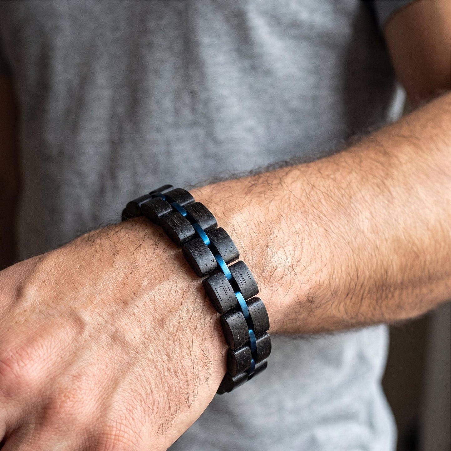 Premium Handmade Natural Ebony Wood Bracelet - B-66 | Men's - Overpowered Accessories