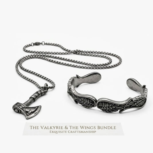 Skyborne Vanguard Bundle B-121 PN-002 | Men's Stainless Steel Bracelet & Necklace - Overpowered Accessories | Egypt