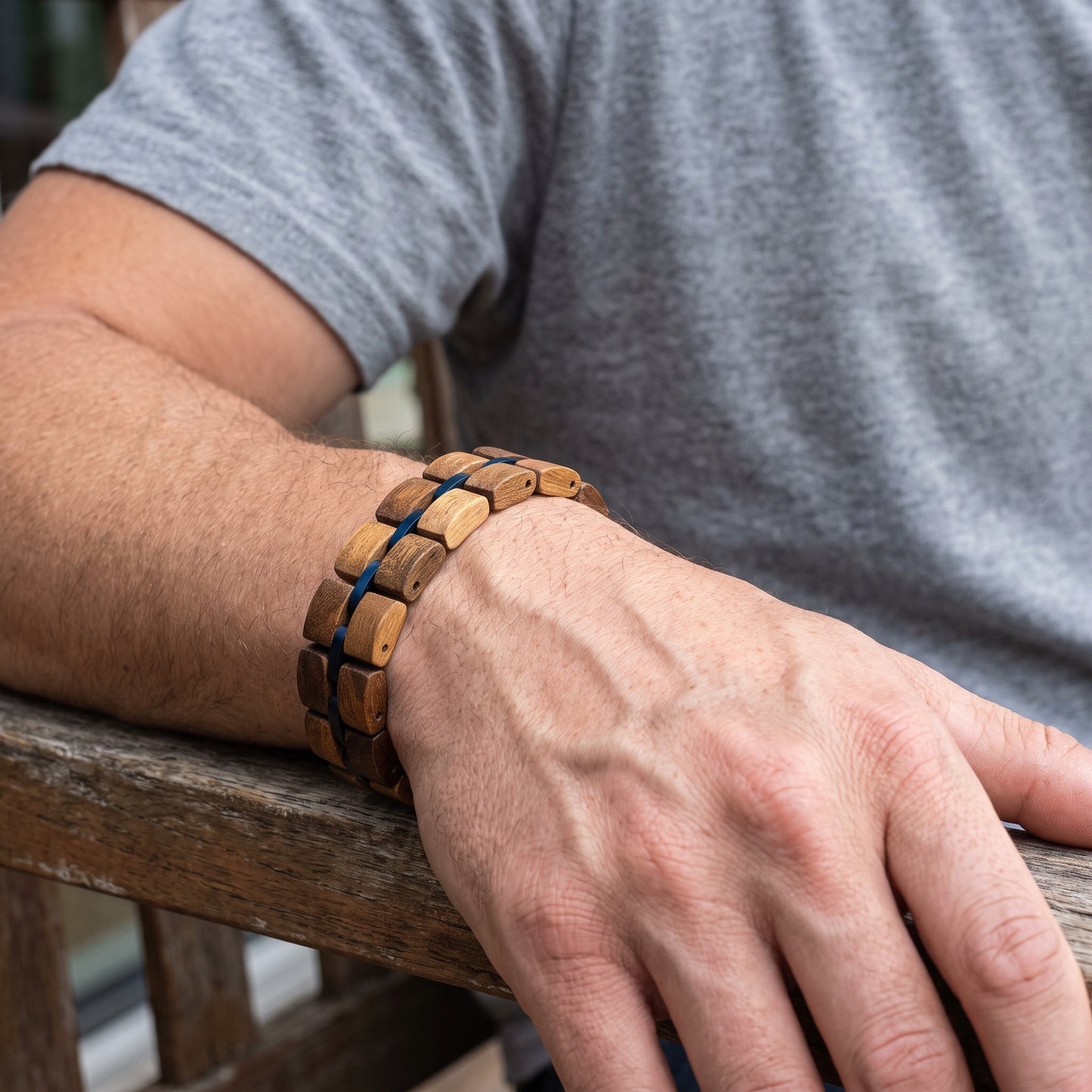 Luxury Handmade Natural Walnut Wood Bracelet - B-49 | Men's - Overpowered Accessories
